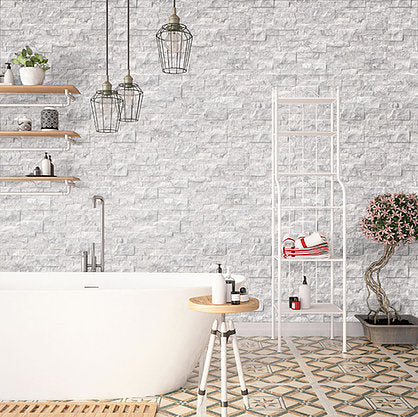 White marble split face cladding natural stone tile  feature wall