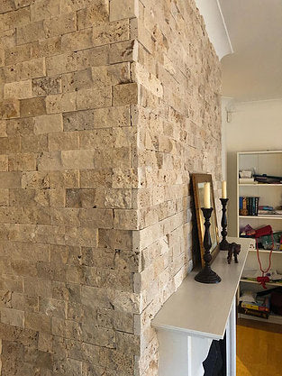 Rustic travertine split face cladding tiles