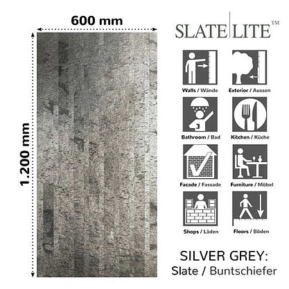 x10 Silver Grey Slate Multi Brick 120 x 60cm Sheets