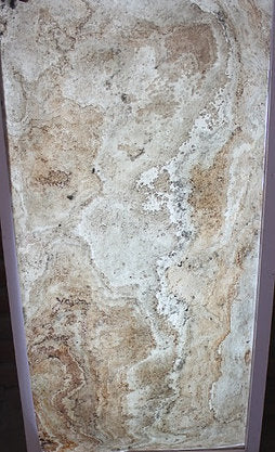Bianco translucent slate veneer with lighting behind 