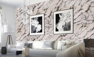 Mystic White marble veneer feature wall