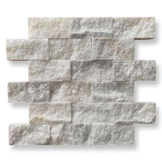 White Marble 5 x 10cm Split Face Cladding 30.5 x 30.5cm Sheet