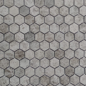 Silver shadow marble hexagon mosaic tile 