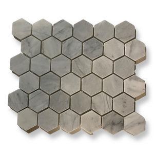 Carrara white marble hexagon mosaics