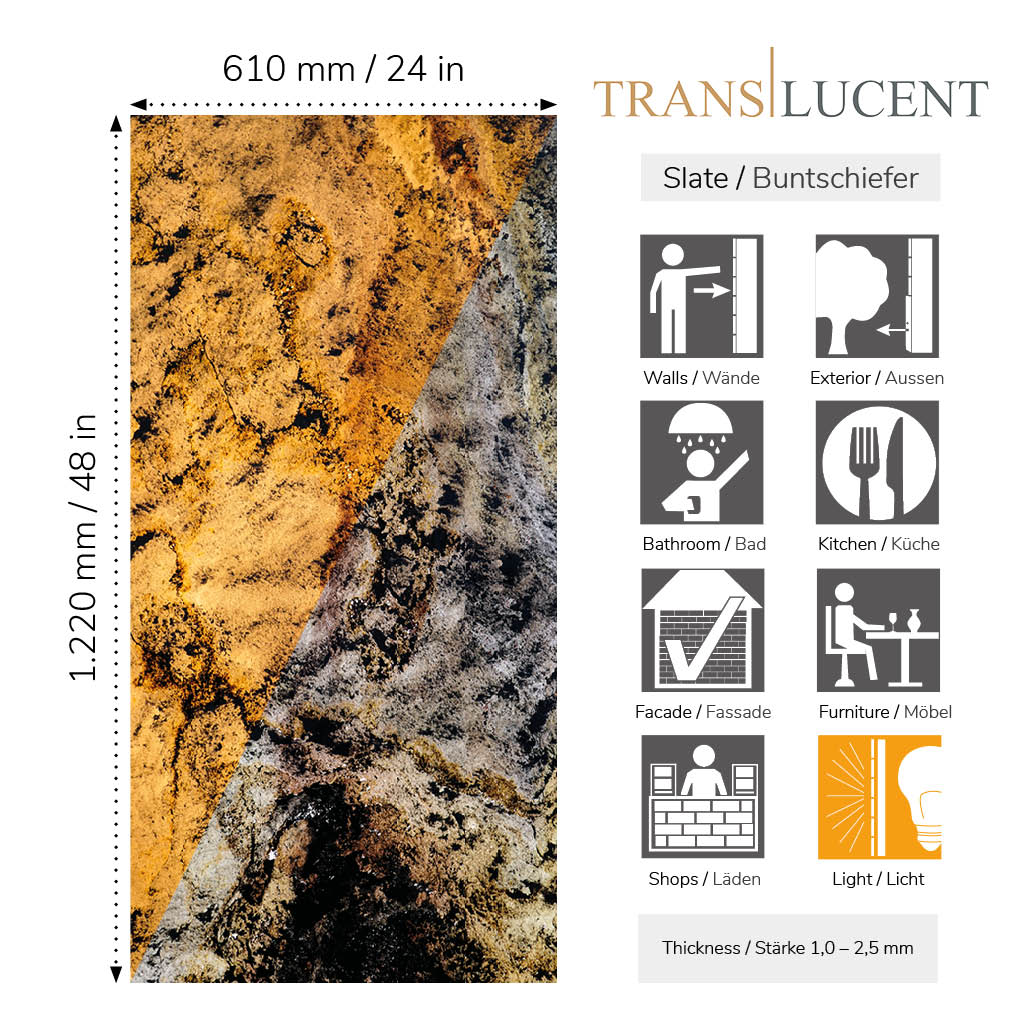 Bianco translucent slate veneer