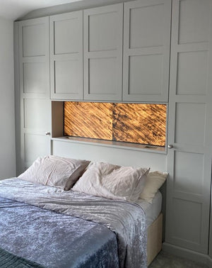D Black translucent slate veneer bedroom feature panel 