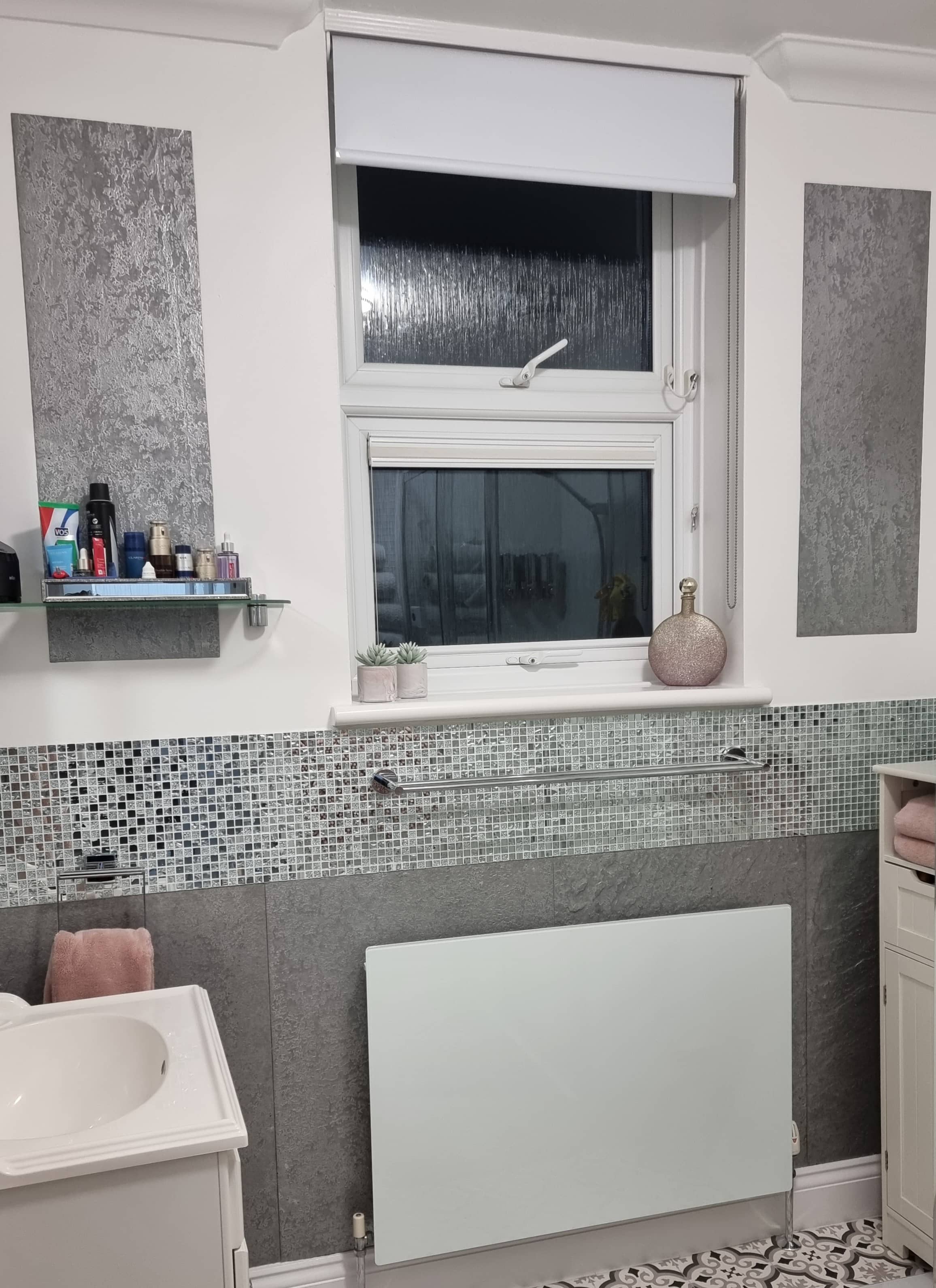 Silver metal veneer feature wall